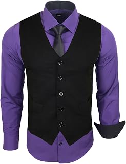 Subliminal Mode RN33 Men's Long Sleeve Shirt + Vest + Tie | Classic Fit | Comfortable and Easy to Wash | Ideal for Office and Casual Outings