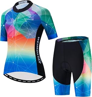 Hotlion Women's Cycling Jersey Set 3D Gel Padded Bike Clothes Breathable Bicycle Clothing Suit