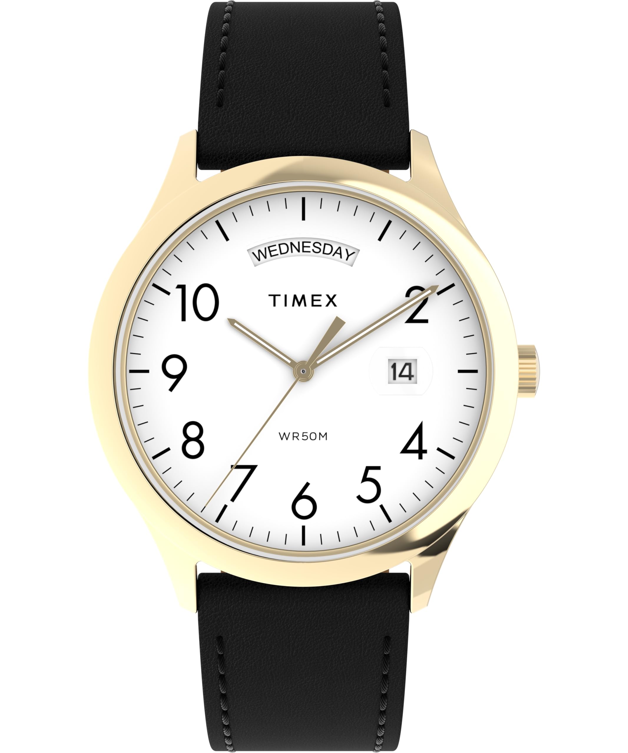 Timex Men's Easy Reader 40 mm Watch - Black Leather Strap White Dial Silver-Tone