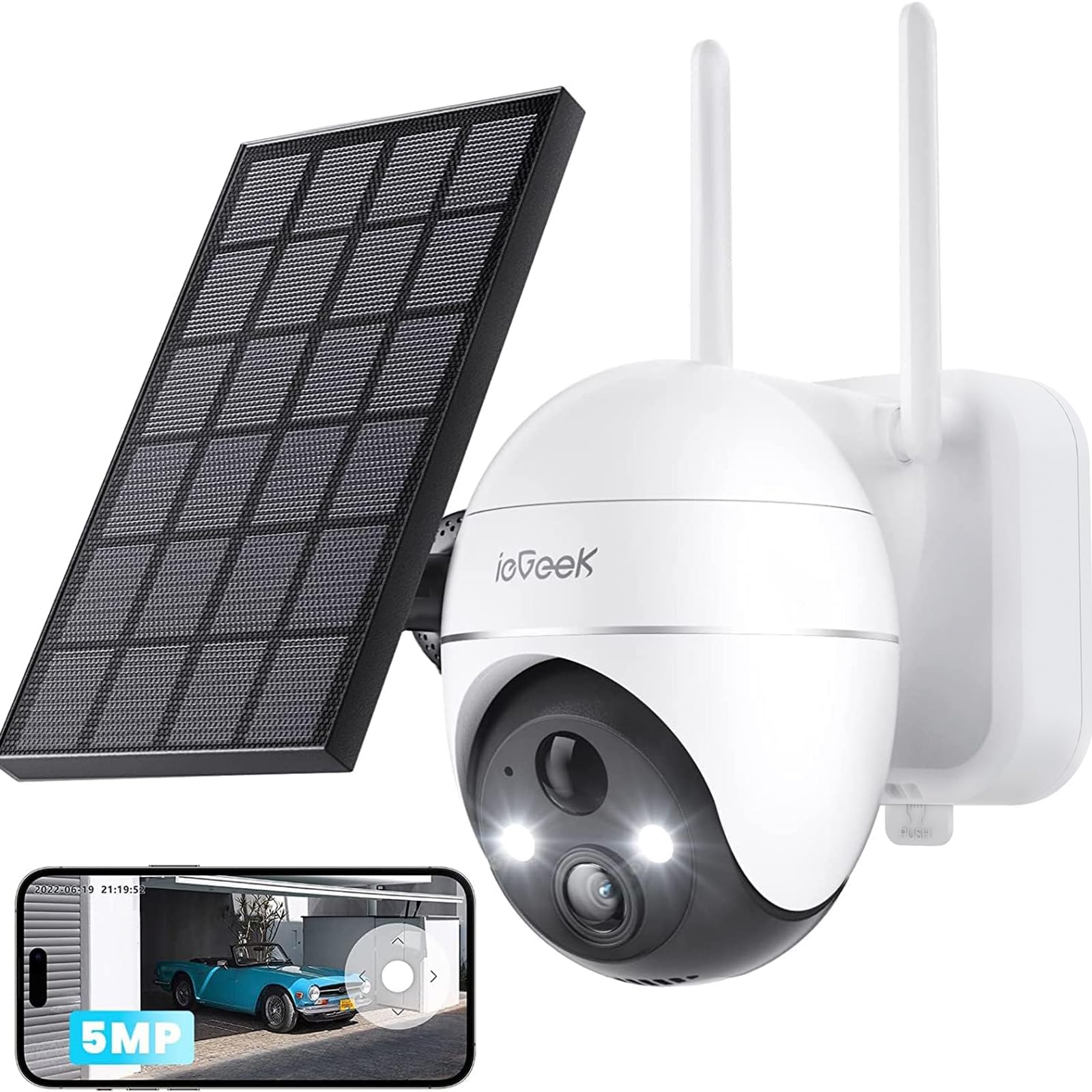 ieGeek 5MP 360° Solar Security Camera Outdoor Color Night Vision, Battery Wirele