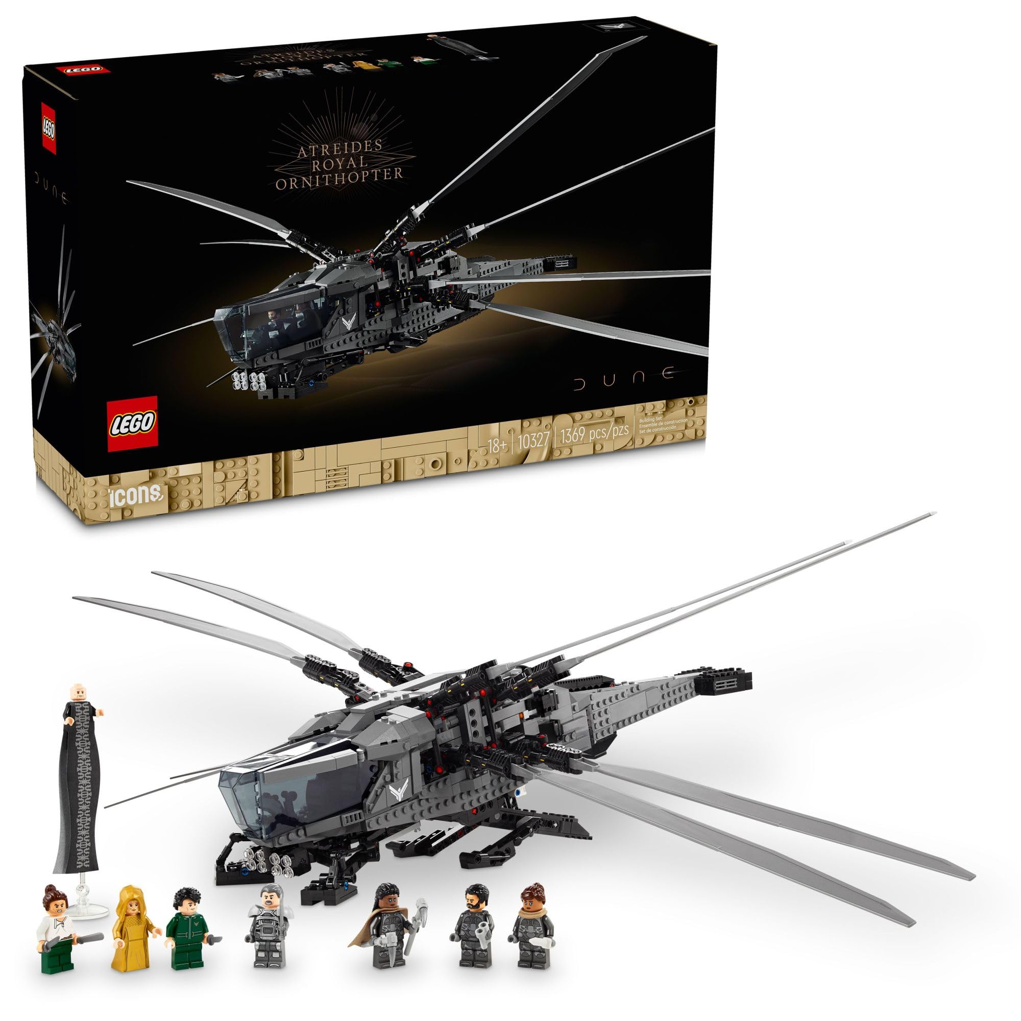 LEGO Icons Dune Atreides Royal Ornithopter 10327, Collectible Dune Inspired Mode