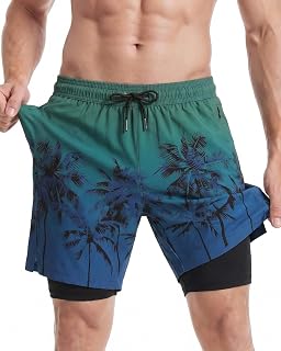 maamgic Men's 4-Way Stretch Vintage Elastic Quick Drying Swimsuit with Mesh