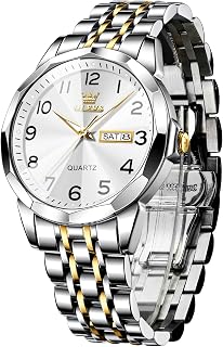 OLEVS Women's Stainless Steel Waterproof Watch with Small Dial Analogue Quartz and Gold Dial