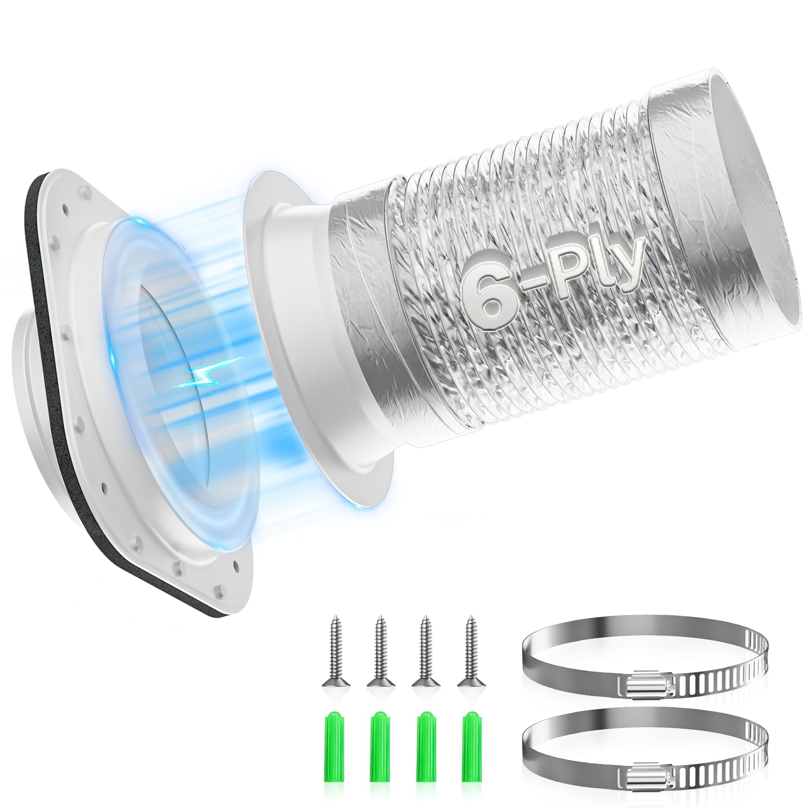 Hon&Guan Magnetic Dryer Vent Connector DV180, Raised Anti-Disconnect Ring
