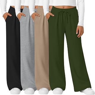 4 Pack Girls' Wide Leg Drawstring Sweatpants