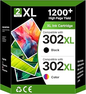 302XL Ink Cartridges Replacement for HP 302 302XL Ink 1Black 1Tri-Colour | 2-Pack 302 ink Compatible for HP Envy 4520 4527 4524 4523 OfficeJet 3835 3830 3831 4650 5230 DeskJet 3630 1110 DeskJet 3630