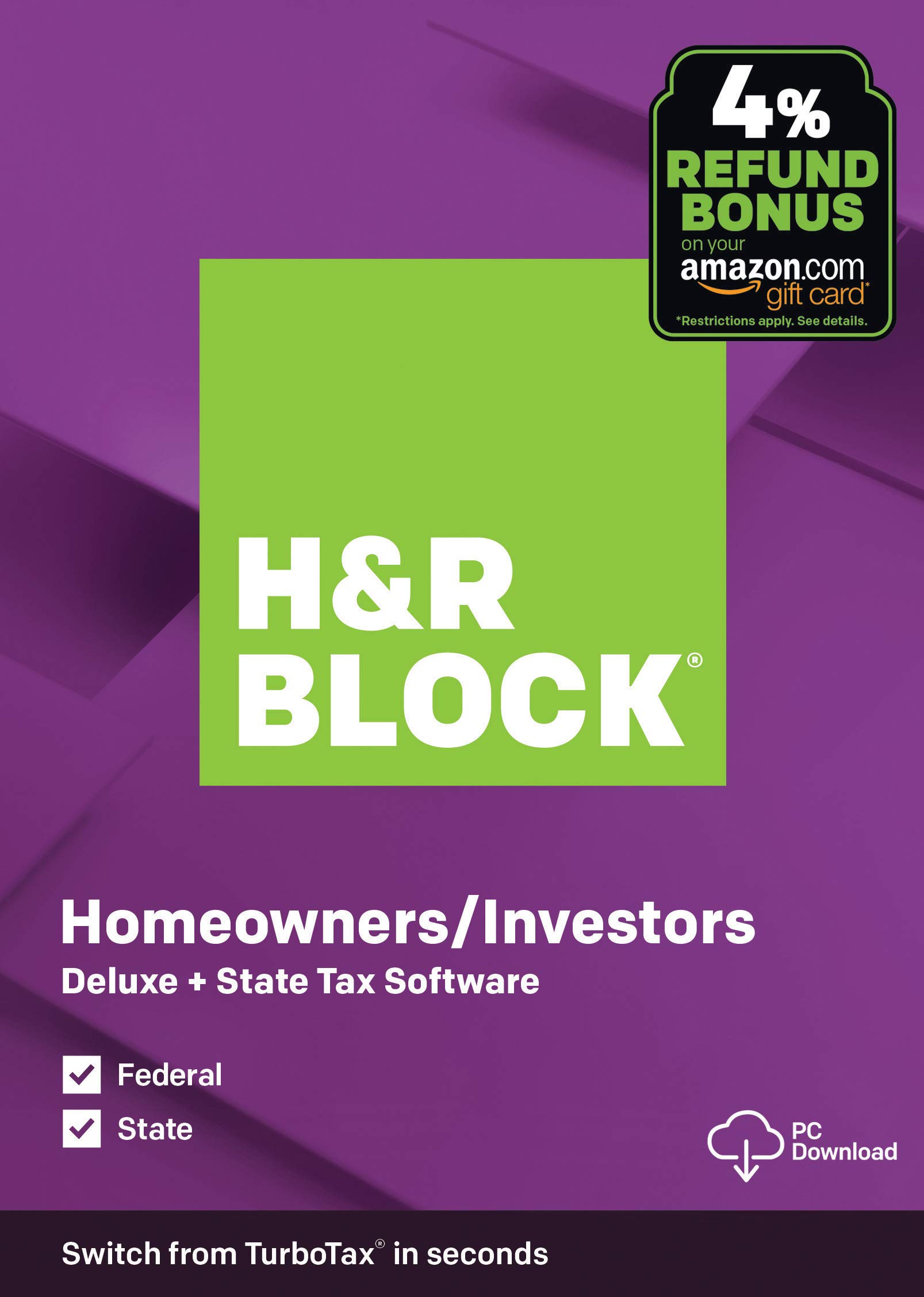 [OLD VERSION] H&R Block Tax Software Deluxe + State 2019 [Amazon Exclusive] [PC 