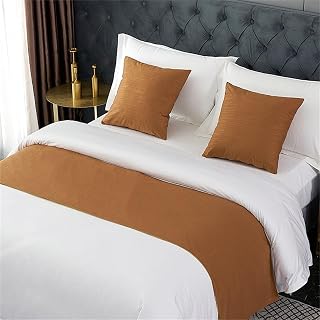 TopLacker Hotel Solid Bed Runner and 2 Pillowcase Set Scarf Polyester Bed End Scarf Decorative Bedding Protection for Hotel Bedroom Wedding Room (Color : 11, Size : King 19.7 x 94.4)