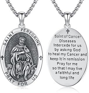 Silver/14K Gold Patron Saint Medal Amulet Necklace for Men Women