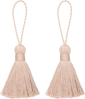 Bookmark Tassels, 2 Pack 13.5cm Soft Mini Tassels with Lanyard Loop for Keychain, Bags, Handmade Pendants, DIY Accessories, Fresh Pink