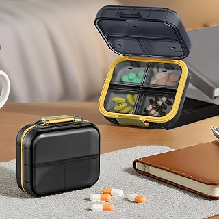ピルオーガナイザー トラベルケース 7つのコンパートメント付き 折りたたみ式ポケットピルボックス 薬用 ビタミン 毎日 ポータブル ウィークリーストレージホルダー 1パック