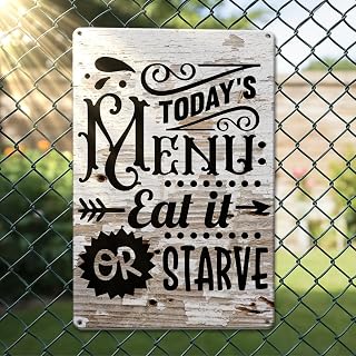 Funny Metal Sign Eat It Or Starve Quote Wall Decor Home Kitchen Housewarming Gifts for Women