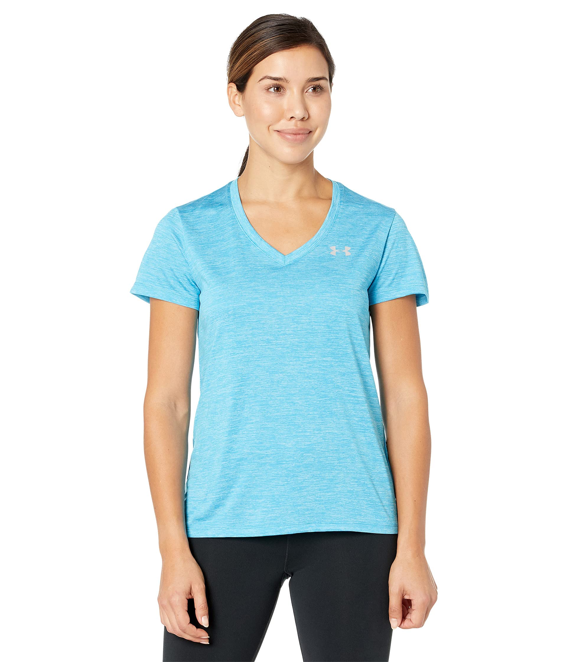 Under Armour Women's Tech Short Sleeve V - Twist Ladies T Shirt Made of 4-Way St