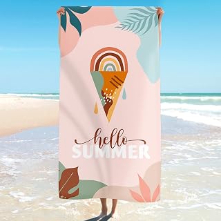 63X32 Inch Summer Tropical Print Microfiber Beach Towel, Quick Dry, Sand Resistant, Lightweight for Pool, Travel and Outdoor Adventure