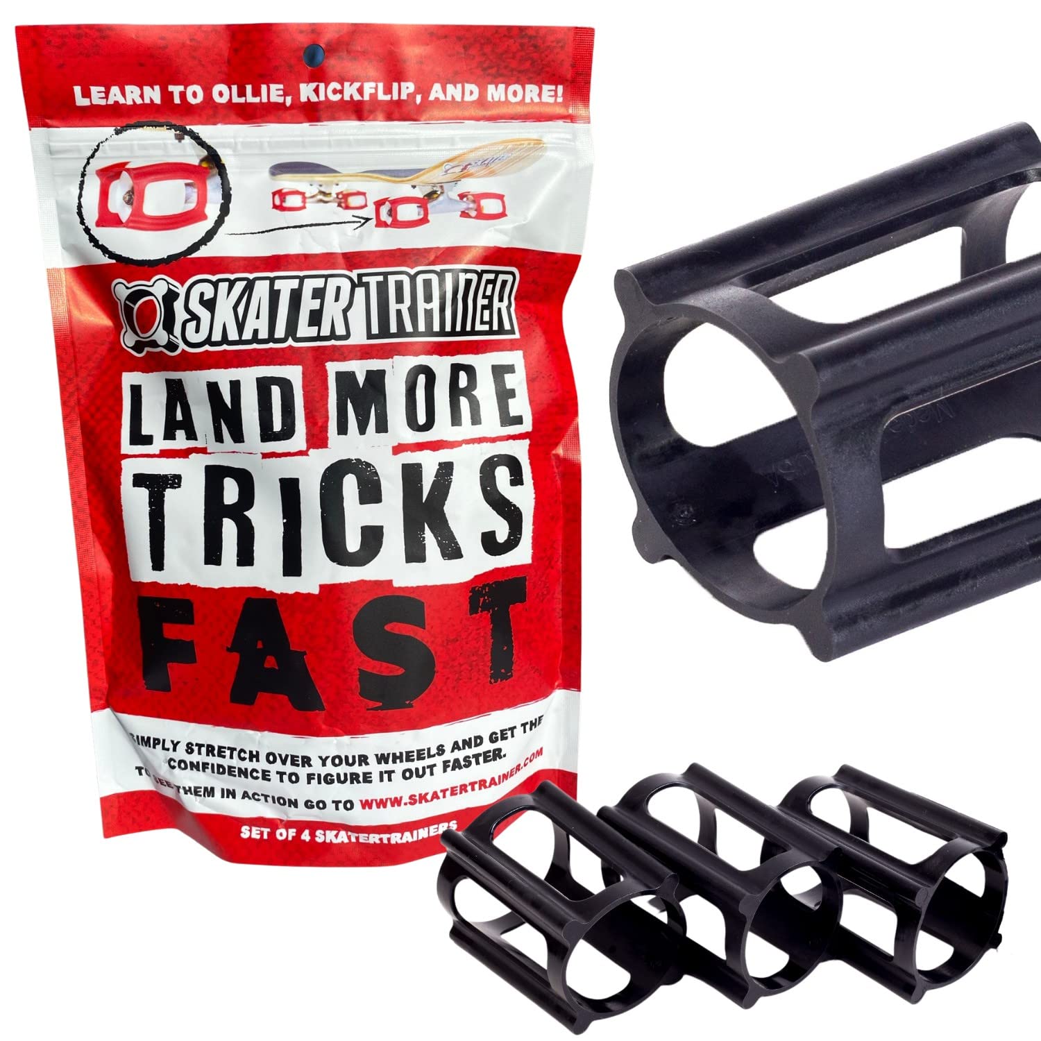 Skater Trainer Wheels - Beginners get Skateboard Tricks Fast, Safe and Fun | Vir