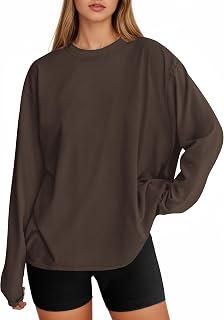 Women's Oversized Long Sleeve T Shirts Basic Crew Neck T Shirts Autumn Workout Tops 2026 Loose Fit Casual Clothing Y2K