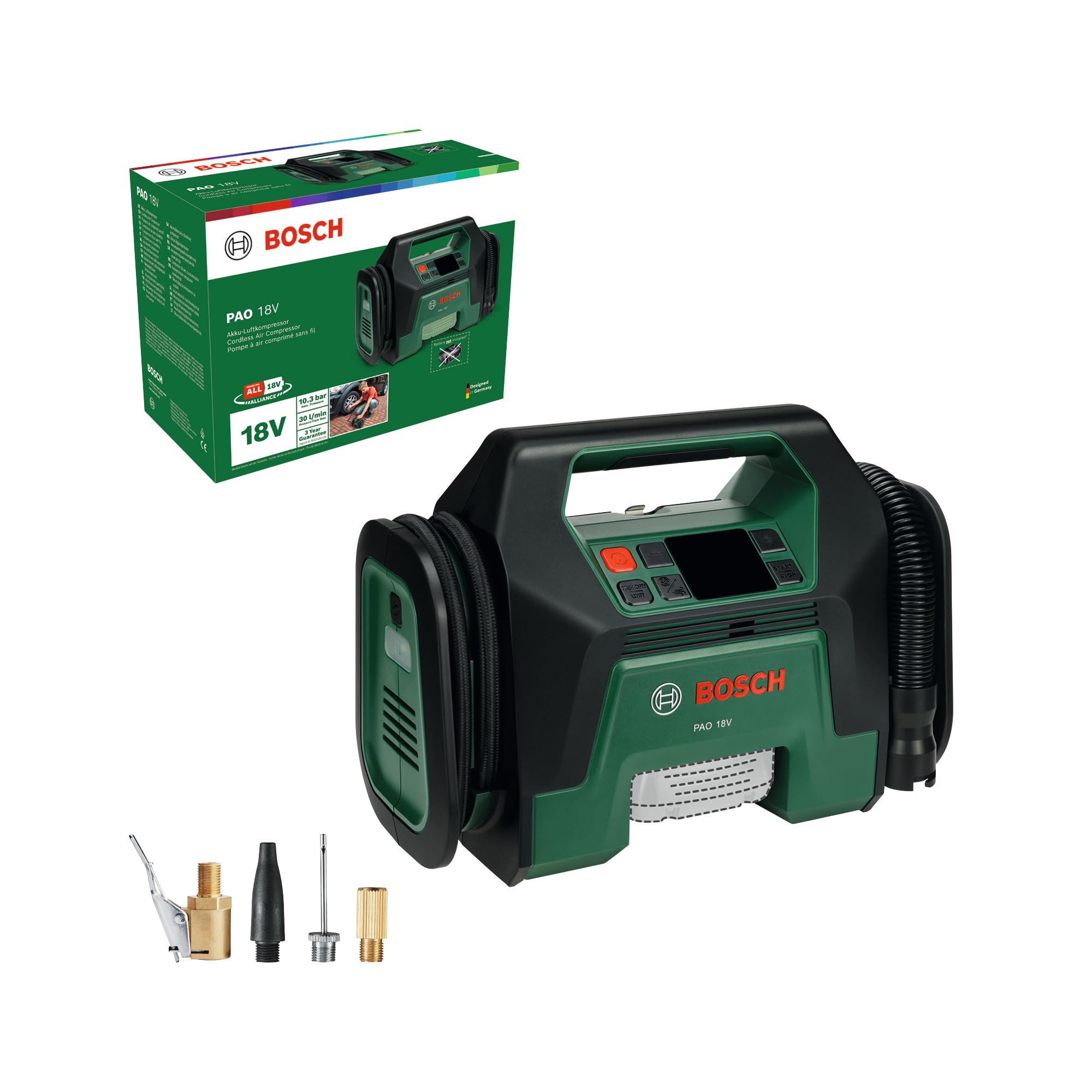 Bosch PAO 18V battery air compressor (inflates from tires to large inflatables; 