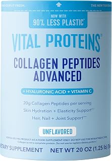 Vital Proteins Collagen Peptides Powder Advanced, Unflavored, 20oz | Hyaluronic Acid & Vitamin C, Supports Hair Skin & Nails, Collagen Peptides, 27 Servings