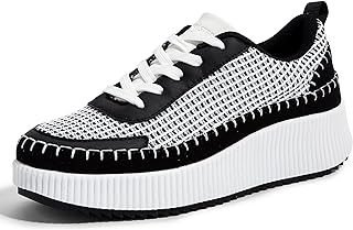 LUCKY STEP Scarpe da ginnastica da donna con plateau e strass, alla moda, grosse, casual, scintillanti, retrò, intrecci