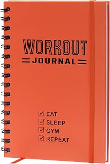 Hardcover Fitness Journal Workout Planner for Men & Women - A5 Sturdy Workout Log Book to Track Gym & Home Workouts - Vivid Orange