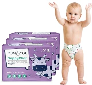 Mum & You Premium, Dry Baby Nappies | Size 3 (4-9 KG), 126 Count (3 Packs of 42) | Dermatologically Tested with 12-Hr Leak Protection with Wetness Indicator | Rash Free