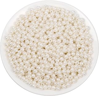 Anezus 1000 Pieces Ivory 6mm Small Artificial Pearls with Holes for Jewellery Making Bracelets Necklace Hair Craft Decoration