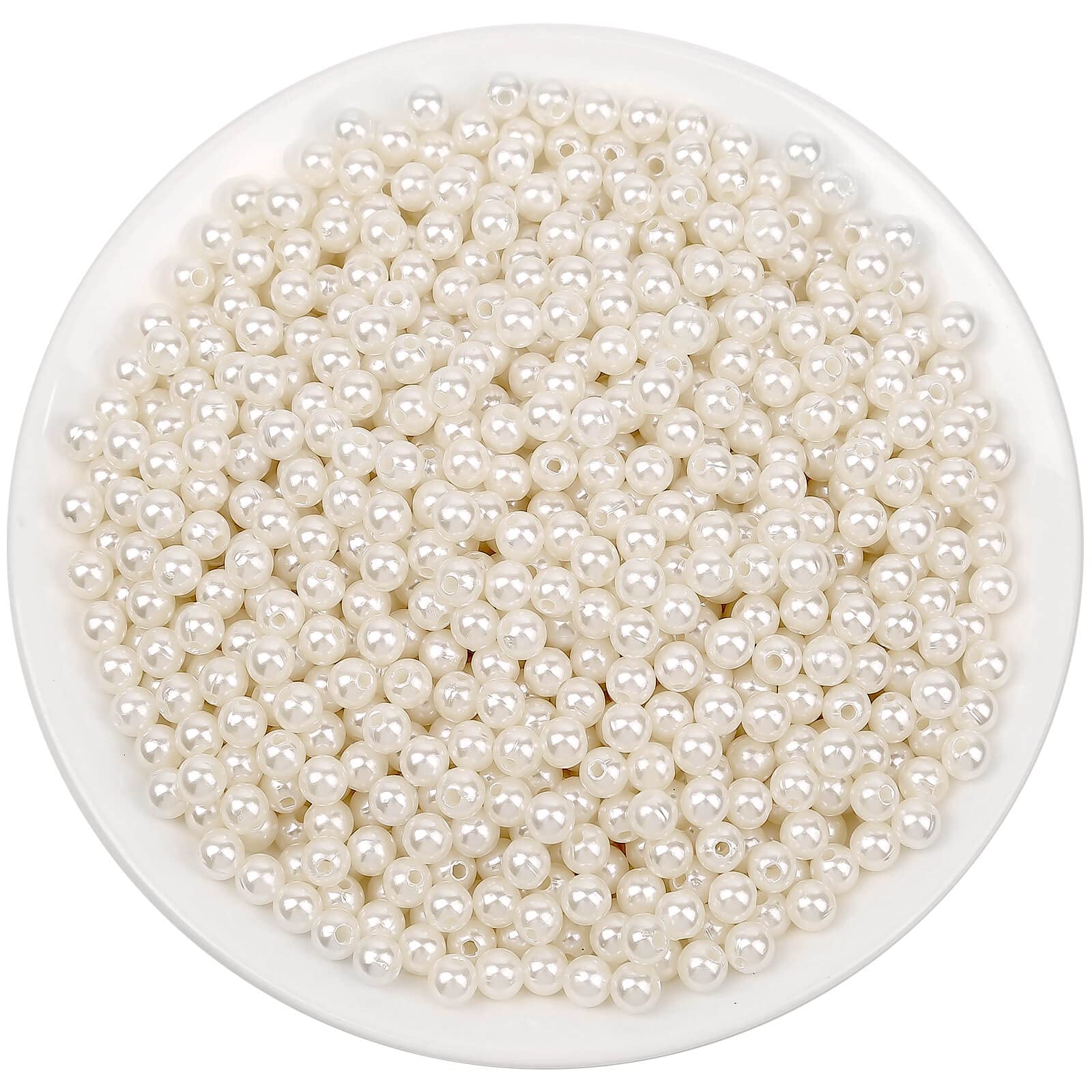 Anezus 1000 Pieces Ivory 6mm Small Artificial Pearls with Holes for Jewellery Ma