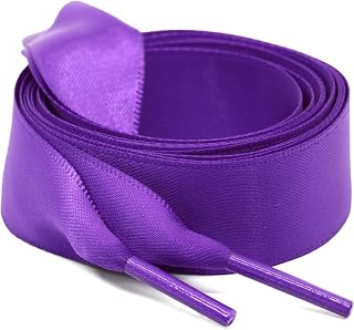 Flat Satin Ribbon Shoelaces: 1 Pair Ladies Soft Shoelaces 2cm Wide