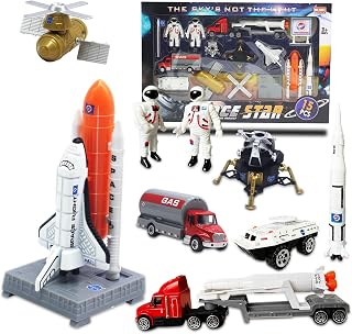 OTONOPI Space Shuttle Rocket Toys Set for Kids 3-9 Years - 15 PCS Die-Cast STEM Aerospace Toys with 3 Rocket Ships, 2 Astronauts, Lunar Lander, Satellite