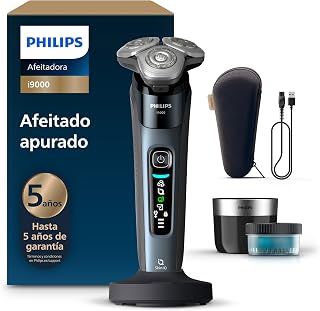 Philips i9000, Afeitadora Eléctrica Hombre, Máquina de Afeitar Barba en Seco y Húmedo, Tecnología SkinIQ, Base de Carga, Recargable, Estuche de Viaje, Centro de limpieza, X9001/30