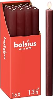 Bolsius - Dinner Candles - Dark Red - Pack of 16 - 13 Hour Burn - Home Candle - Interior Decor - Unscented - Vegan Natural Wax - 27 x 2.3