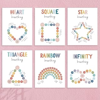 6 Pieces of Mental Health Posters, Inspirational Wall Art for Therapy and Office, Room Decoration with Colorful and Aesthetic Therapeutic Art, Mental Health Gifts for Women and