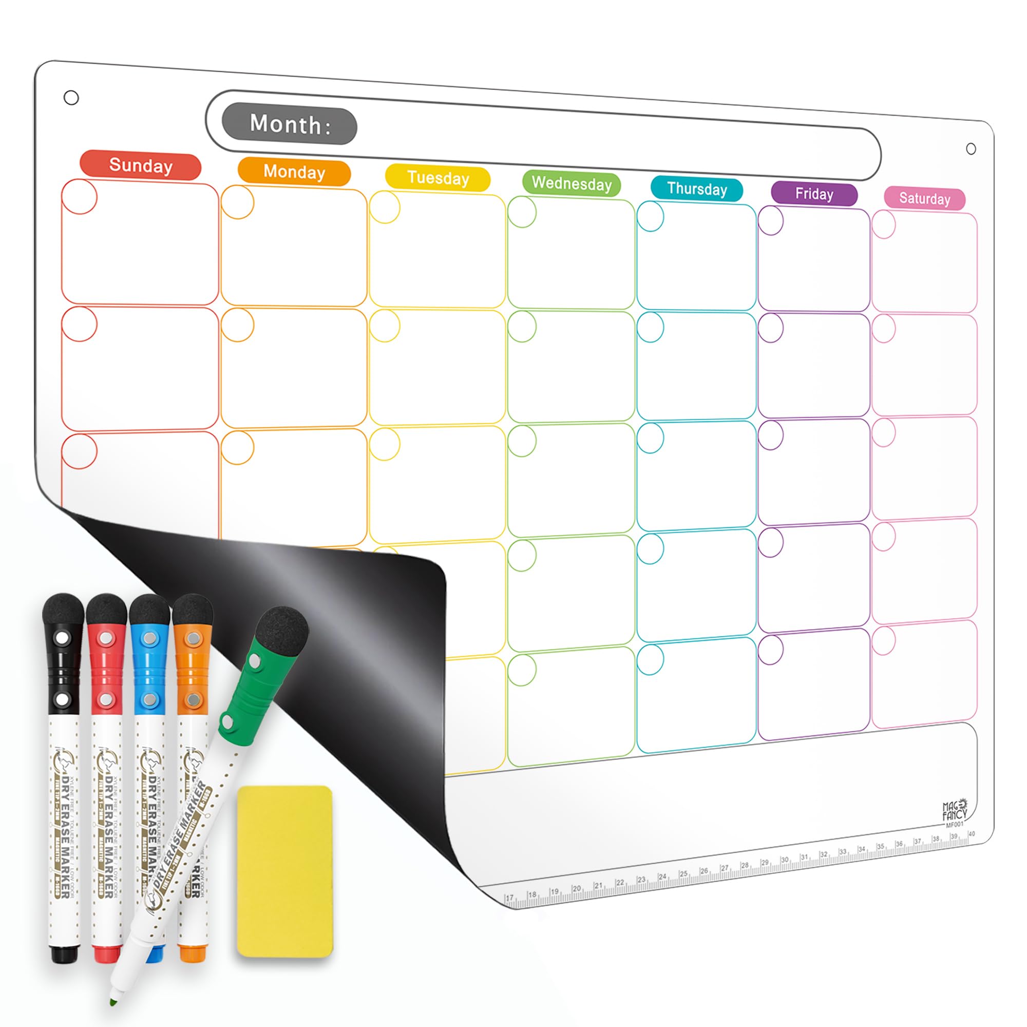Magnetic Calendar for Fridge, Dry Erase Whiteboard Calendar Monthly Planner, 6-W