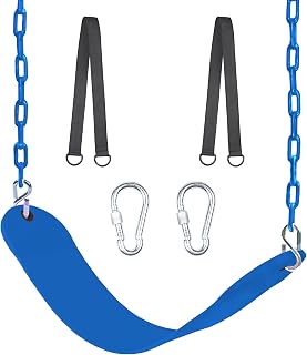 NOSTIFY Swing Seat, 66" Heavy Duty Coated Iron Chain Sensory Swing, Therapy Swing Seat,Outdoor Playground Swing Set Accessories with Snap Hooks and Hanging Straps (Blue)