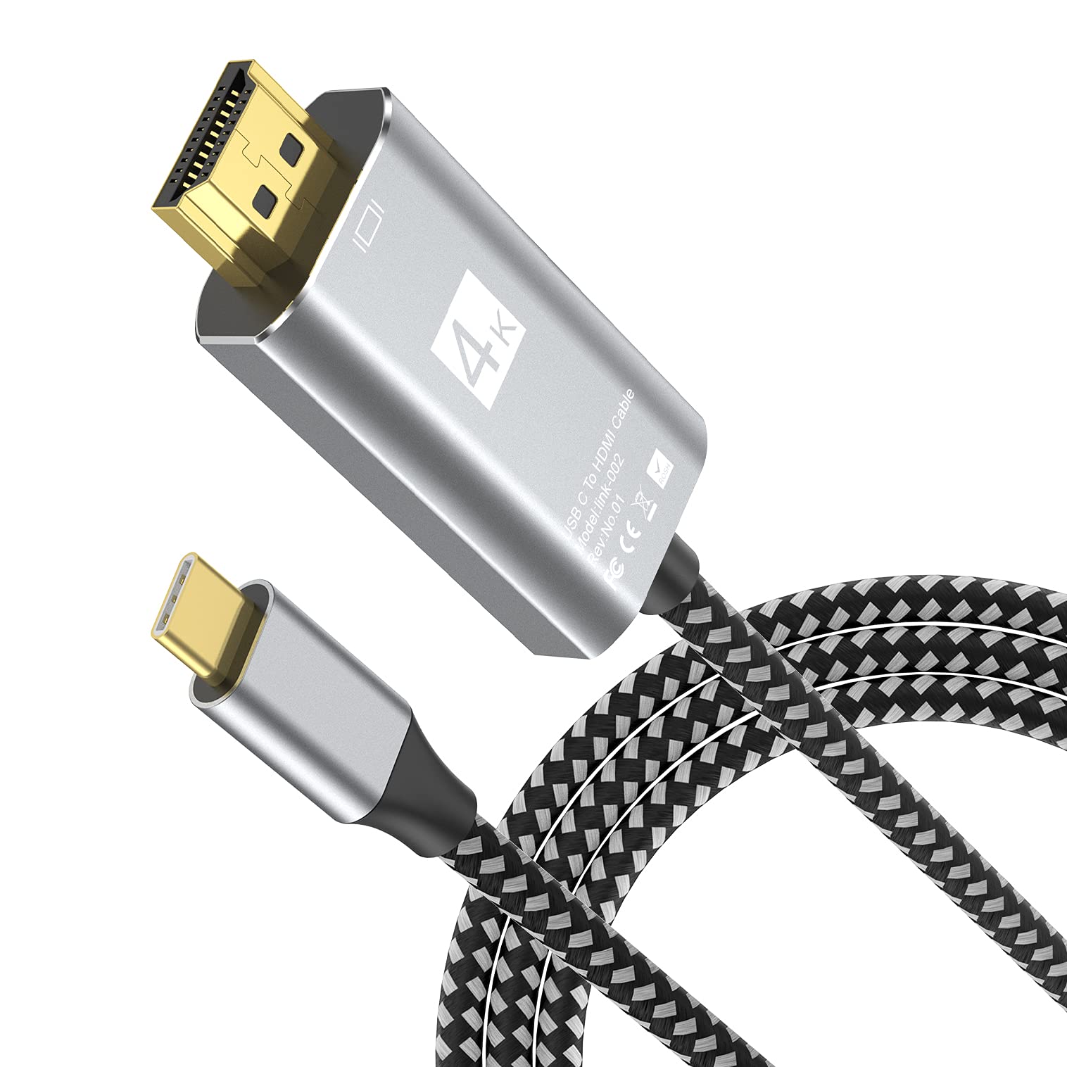 USB C to HDMI Cable, USB Type-C to HDMI Cable Thunderbolt 4/3 Port 4K for iPhone