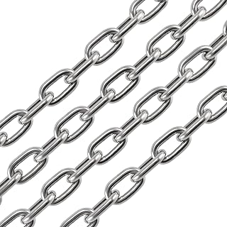 1/4 Inch x 13ft 304 Stainless Steel Coil Chain, 6mm x 4mThick Proof Coil Chain, Heavy Duty Metal Chain, 1322 lbs(600kg) WLL