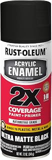 Rust-Oleum Acrylic Enamel 2X Spray Paint, Ultra Matte Black | 2X Coverage | Paint & Primer | Bonds to Metal, Plastic & Wood | Any-Angle Spray | Fast Dry