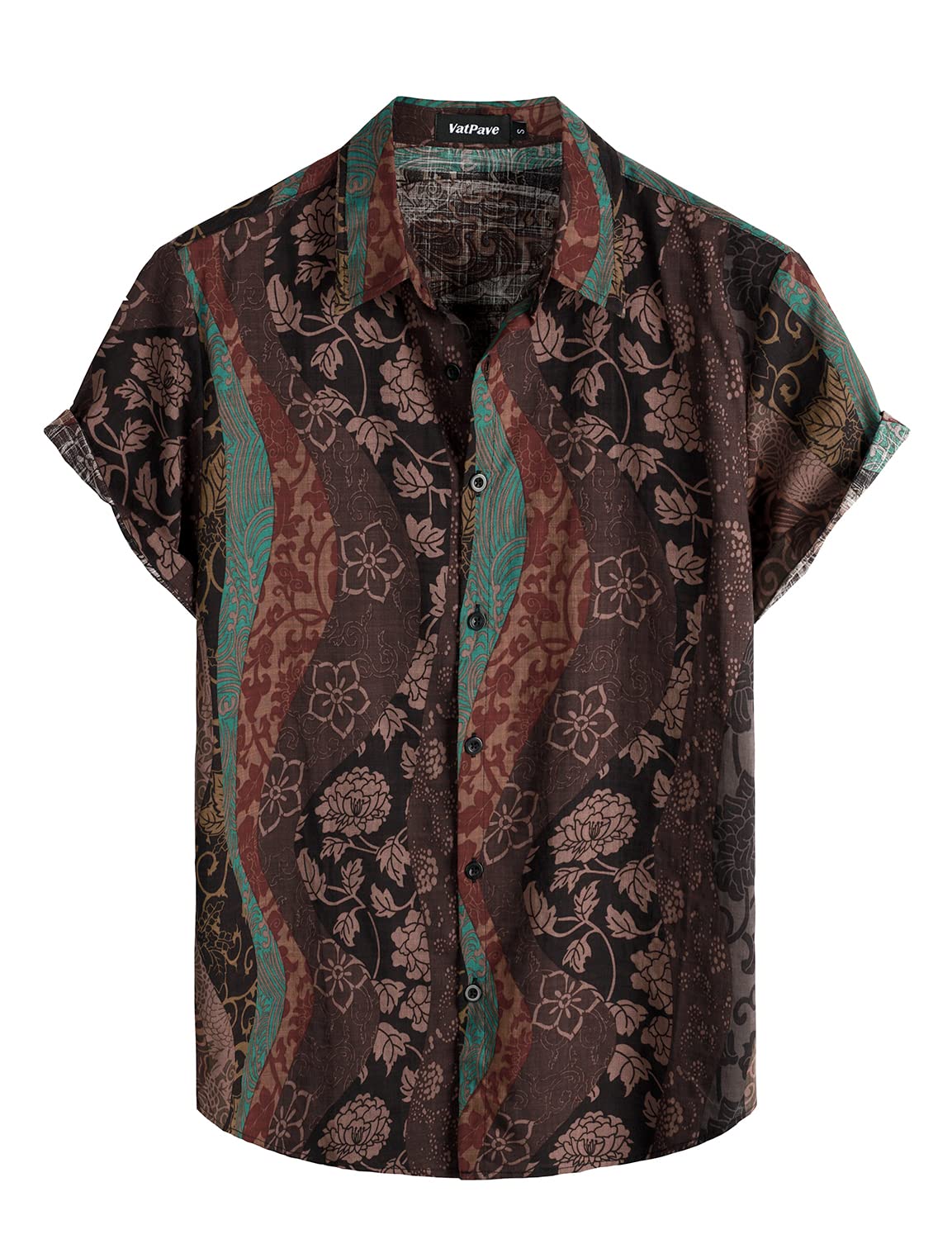 VATPAVE Mens Short Sleeve Button Down Shirts Summer Hawaiian Shirt