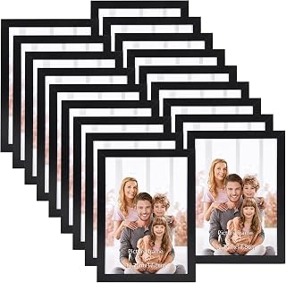 Hoikwo Pack of 18 Picture Frames 13 x 18 cm, Black Photo Frame Collage Set for Living Room, Bedroom, Children's Room, Office, Staircase, Hallway, Wall or Table Stand