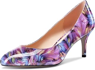 Aachcol Women's Round Toe Pumps Mid Heel Office Shoes 2.5"