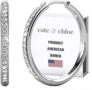Cate & Chloe Bianca 18k White Gold Hoop Earrings for Women | Best Silver Hoop Earrings for Women & Girls, Sparkle Cubic Zirconia Hoop Earrings | CZ Crystal Hoop Earrings
