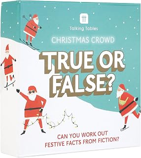 Talking Tables Christmas True or False Game with Paddles– Festive Dinner Party Game for Family Fun Travel Games – Stocking Filler Christmas Activity for Kids Age 12+ – PLASTIC FREE