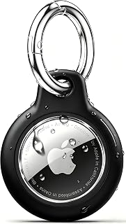 TNSNK for AirTag Holder Keyring, 1 Pack,Black | for AirTag 2nd/1st, Waterproof, Rotating Latch, Scratch & Impact-resistant, No Signal Loss, with Keychain, for Luggage/Pets