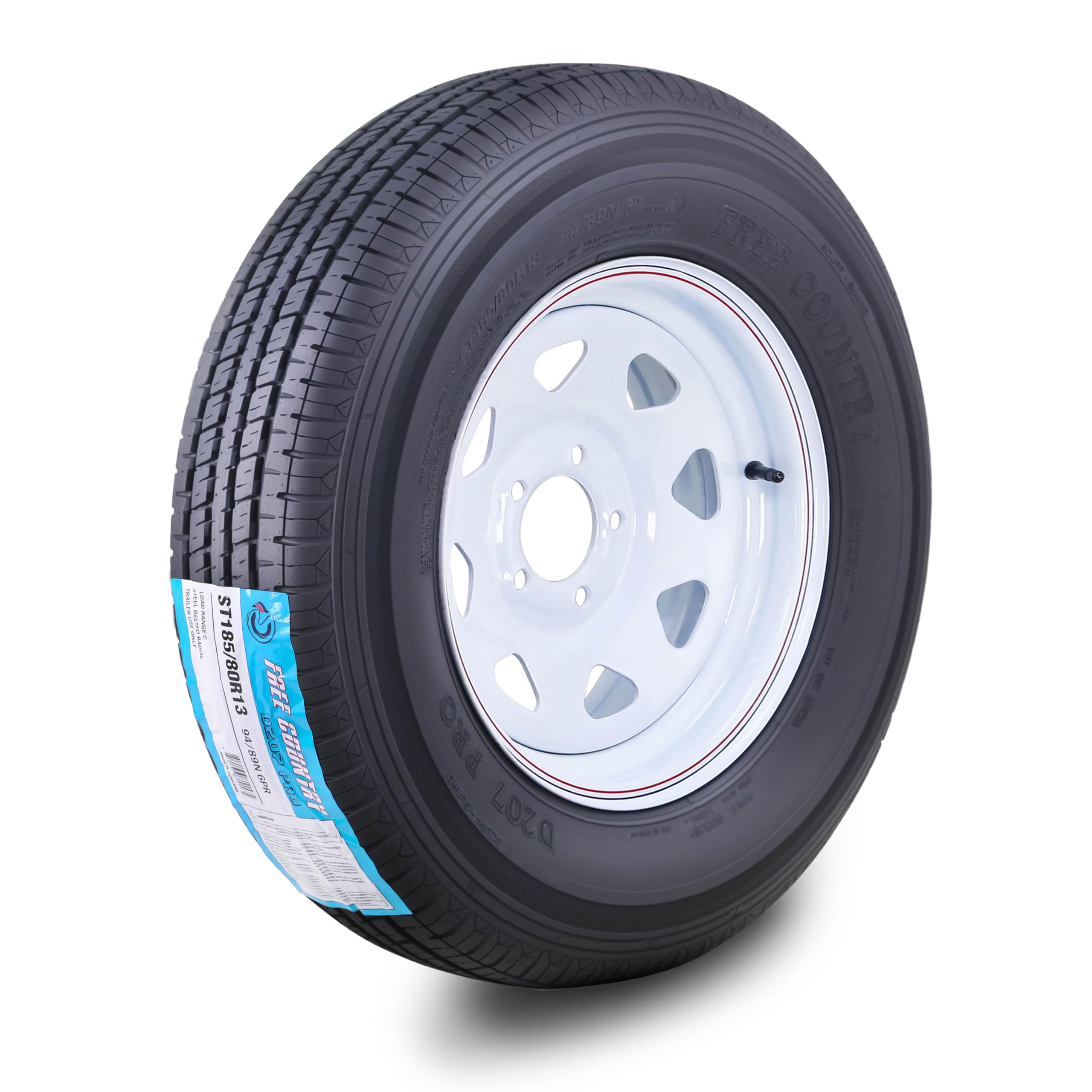 Free Country Trailer Tire Wheel ST185/80R13 6-Ply C 94N w/5X4.5 White Spoke | 5 