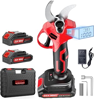 MODOFO Electric Pruning Shears,1.4" Cutting Diameter Cordless Power Pruner with LCD Display, Brushless Motor Pruning Shears with 2000mAh*2 Rechargeable Batteries for Garden Tree Pruner Branch
