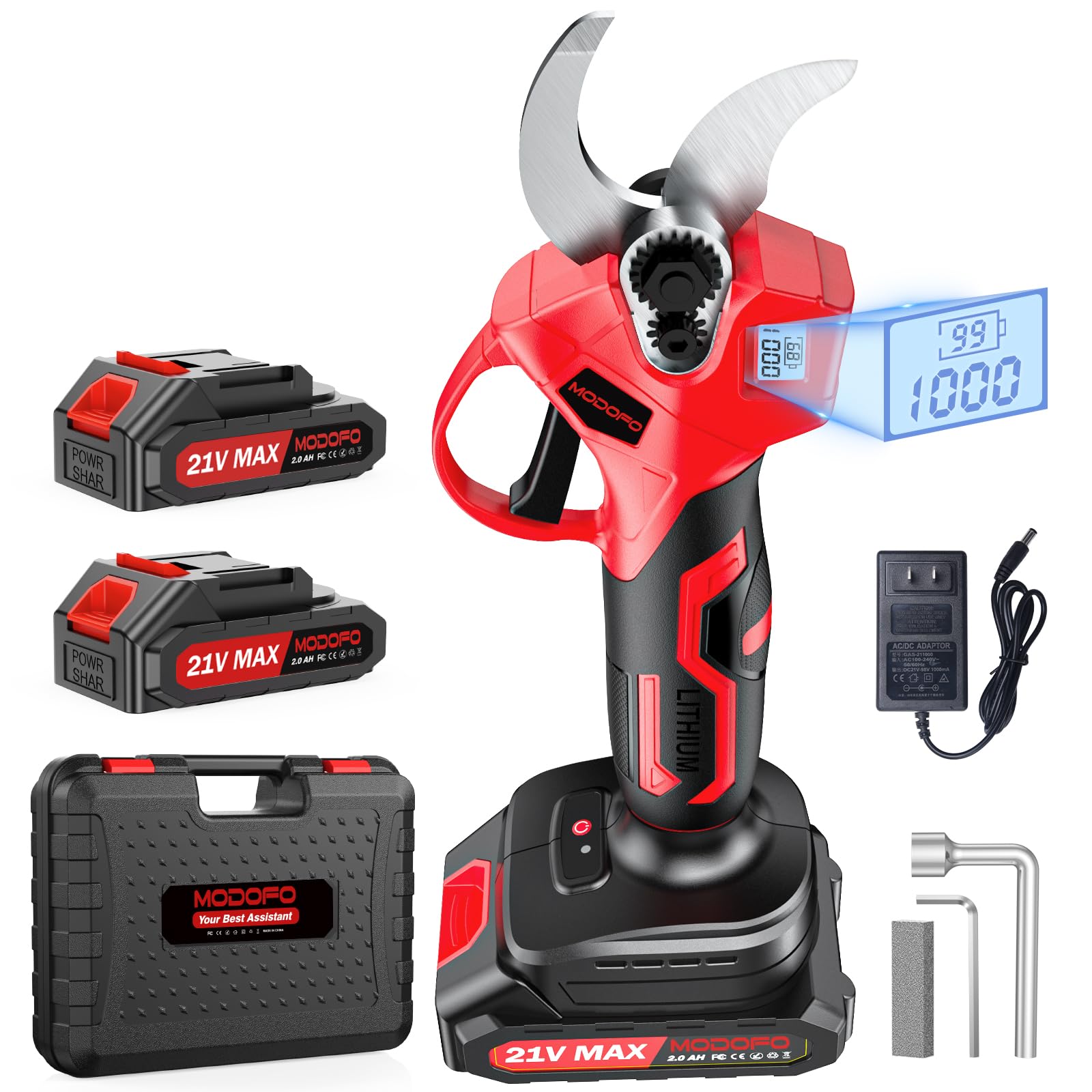 MODOFO Electric Pruning Shears,1.4" Cutting Diameter Cordless Power Pruner with 