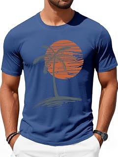 Runcati Mens Short Sleeve T-Shirts Graphic Crew Neck Shirt Printed Tees