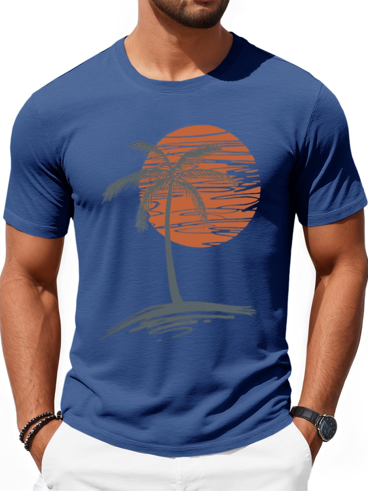 Runcati Mens Short Sleeve T-Shirts Graphic Crew Neck Shirt Printed Tees