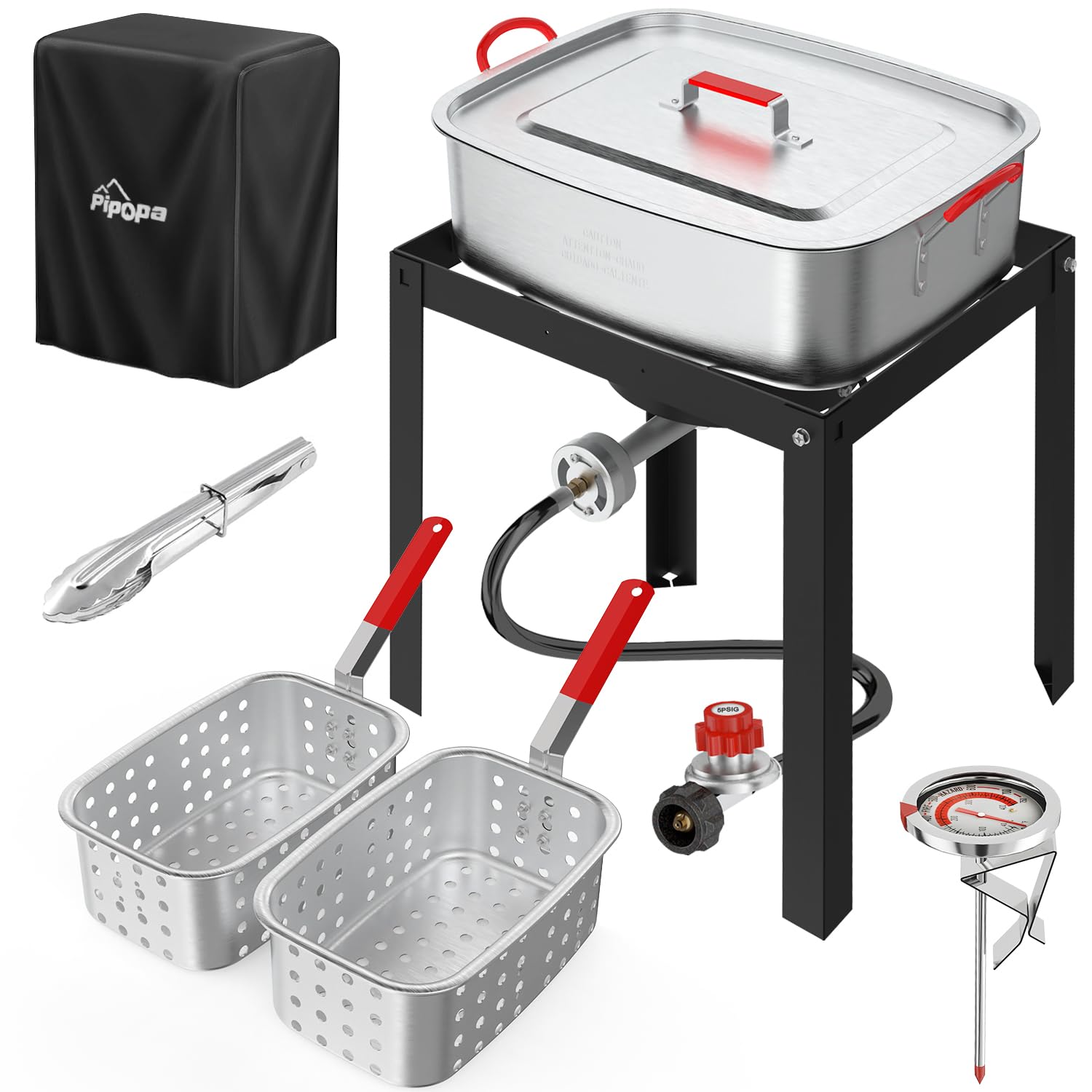 18QT Outdoor Propane Fish Fryer | 50,000 BTU Propane Burner | Deep Fryer with 2 