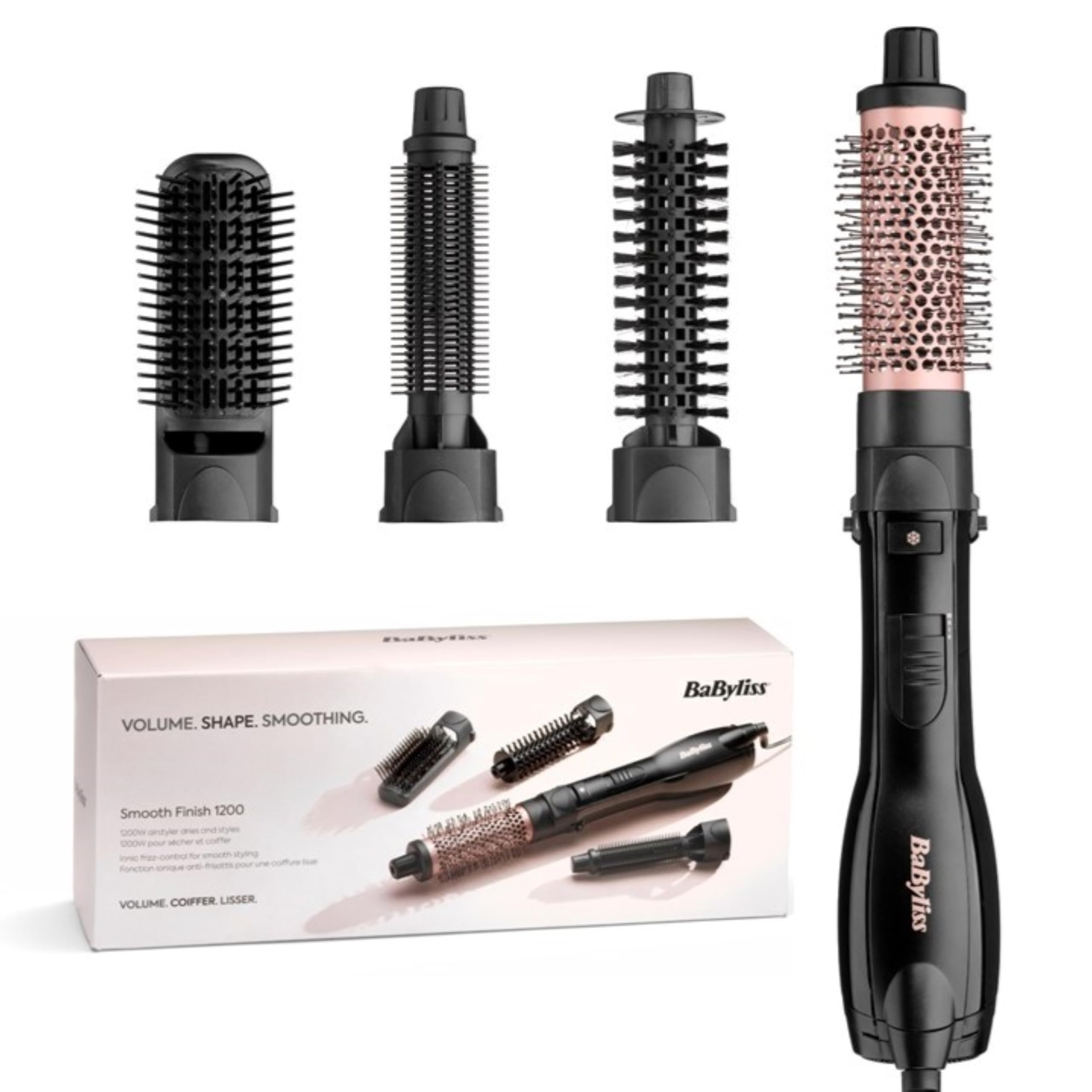 BaByliss Smooth Finish 1200 4-in-1 Blower Brush for Drying, Smoothing, Volume & 